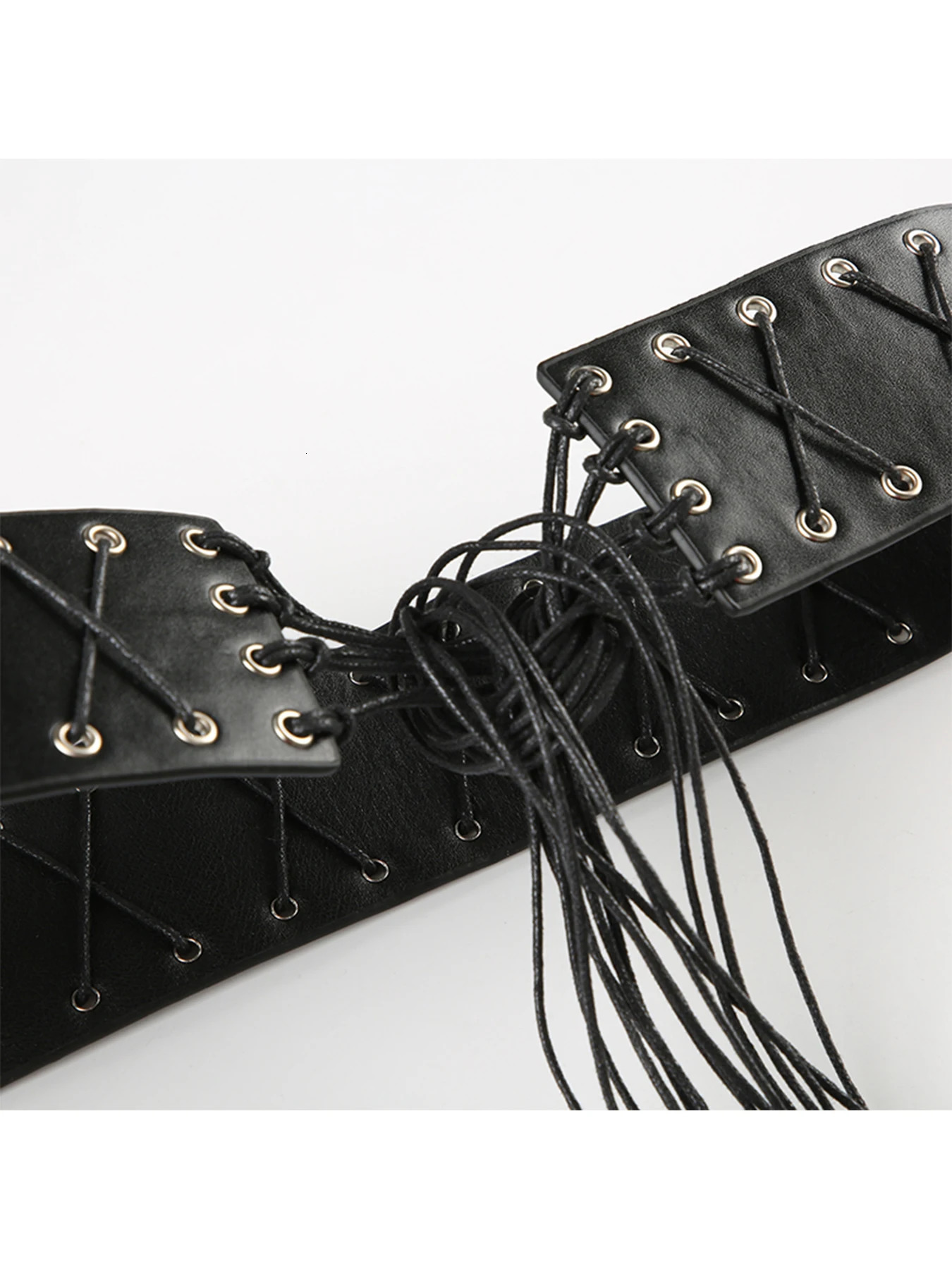 IAMSURE Vintage Bandage Tassels Pu Belt Y2K Hollow Out Punk WomenS Outdoor Fashion Skirts Jeans Trouser Decorative Waistband 250806