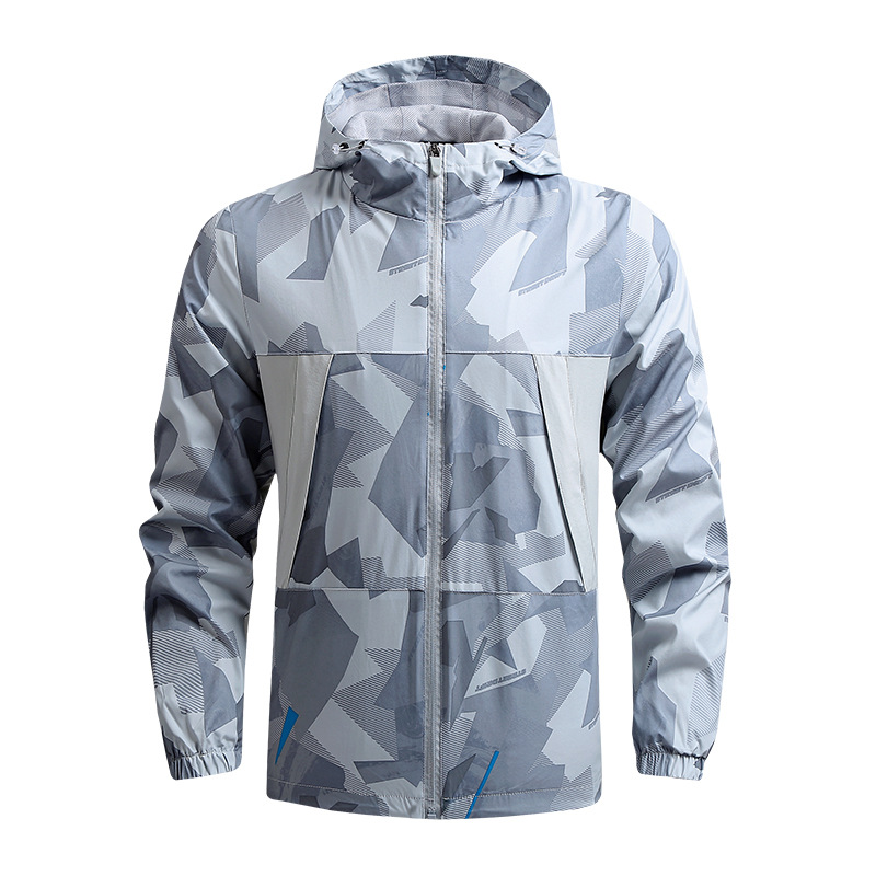 Men's outerwear fashionable windbreaker spring and autumn mountaineering thin casual quick-drying windbreaker, outdoor sports hooded jacket Europ