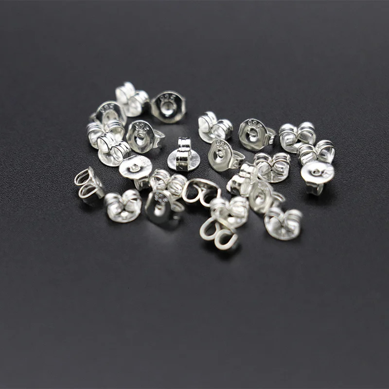 50pcspack 925 Sterling Silver Earrings Back Earring Stopper Findings For Stud Clasp DIY Jewelry Making 250804