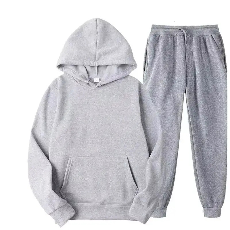 Winter Hoodie Sets Men Fashion Red Hoodies Black Pants Casual Jogger Suit Tracksuit Sweatshirt Woman Pullover 250801
