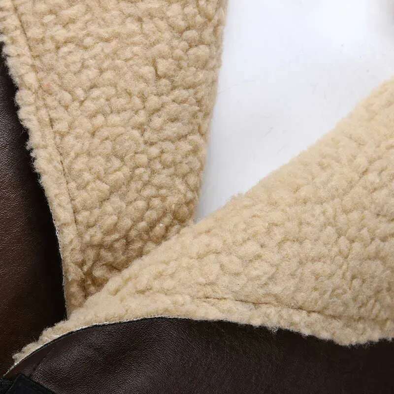 Men's Faux Fur Winter Imitation Biker Motorcycle Zipper Long Sleeve Top Streetwear Leather Jacket Men Coat T221007