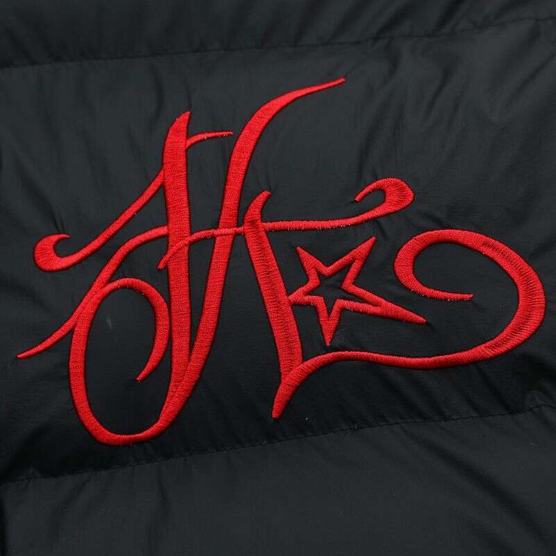 Gothic Letter Embroidered Fur Hooded Cotton Jacket Men's Trendy Winter Thickened Hat Detachable Stand Up Collar Coat