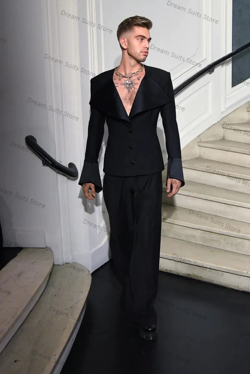 Black Men Suits for Wedding 2 Pieces BlazerPants Autumn Custom Made Jacket Groom Tuxedo Cotton Office Coat Trousers 250807