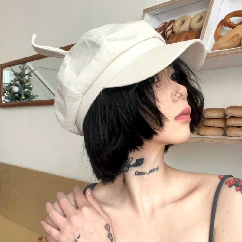 ute Bow Ears Berets for Women Spring Summer Travel Sunscreen Korean Version Y2k Sweet Cool Girl Retro Octagonal Painter Hats XJ250807