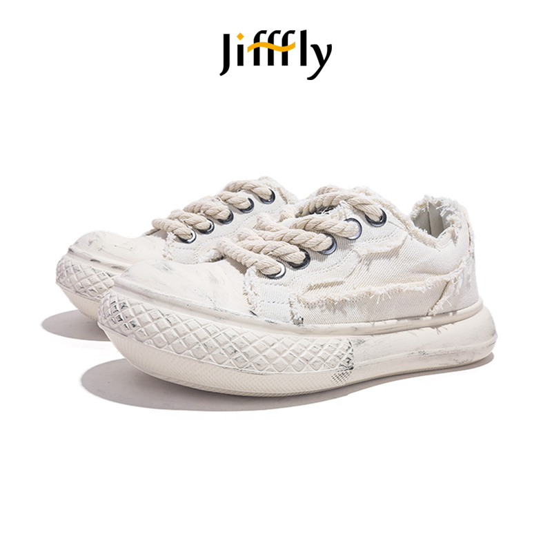 Jifffly Men's Canvas Shoes - Thick Sole Casual Sneakers for Couples