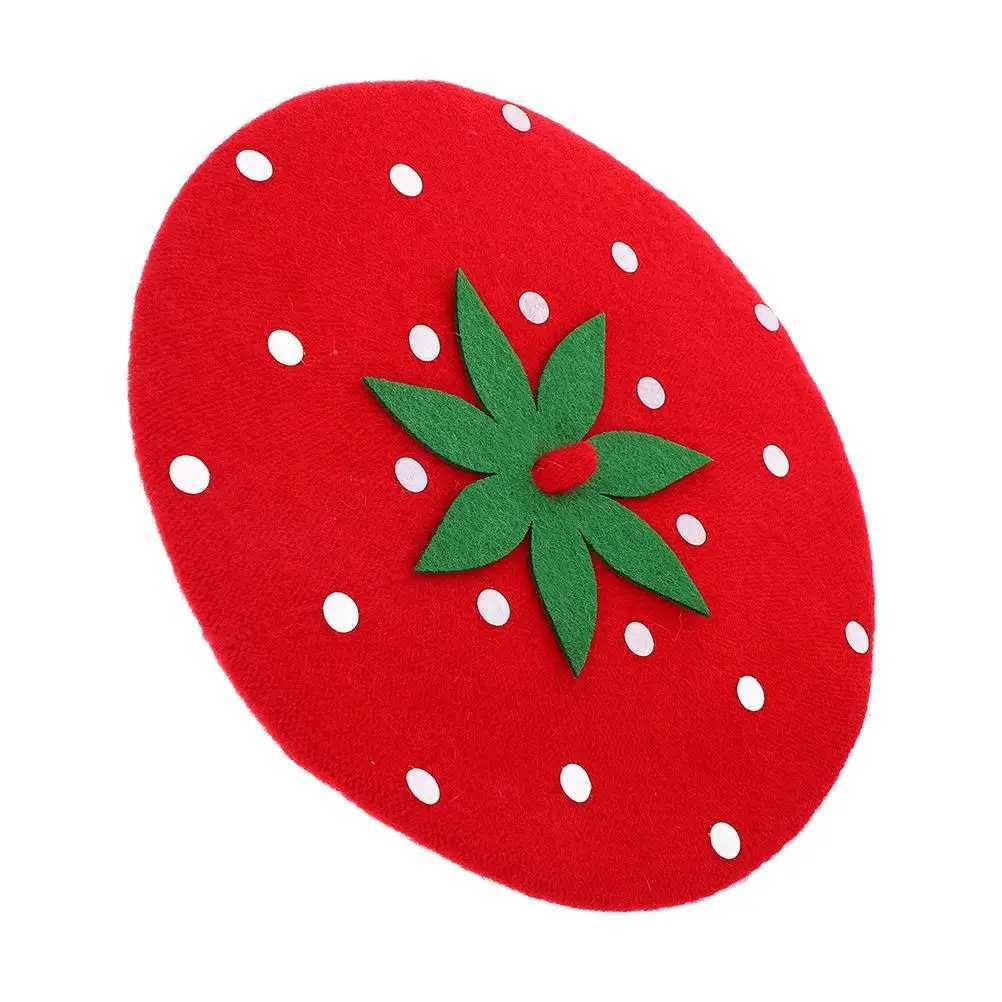 Sterry Beret Girls Beanie Hat Fruit Costume Manual Party Novelty Plush Hats Red Baby XJ250807