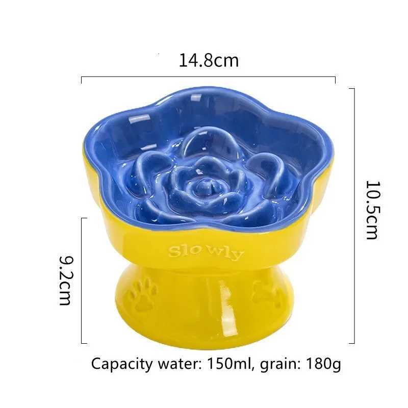 New Pet Feeding Slow Bowl Creative Flower-Shaped Dog Cat Feeder Ceramics Water Bowl Kitten Food Container Pet Accessories Y250806