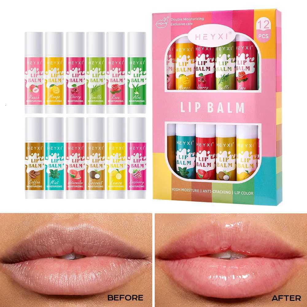 6/12Pcs Lip Balm Set Fruit Flavored 12Flavors Natural Lip Balm for Dry Cracked Lips Long Lasting Lip Care ProductsXJ250807