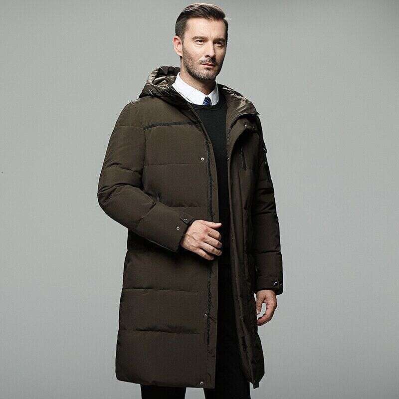 Winter New Product Thickened Hooded For Men's Youth White Duck Down Warm Mid Length Coat