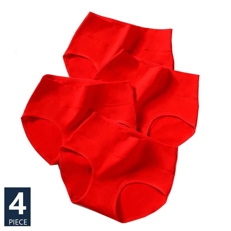 4PcsSet Women Panties Cotton Good Luck Red Intimates Soft Breathable Comfort Underpants Female Underwear Seamless Girls Briefs 250807