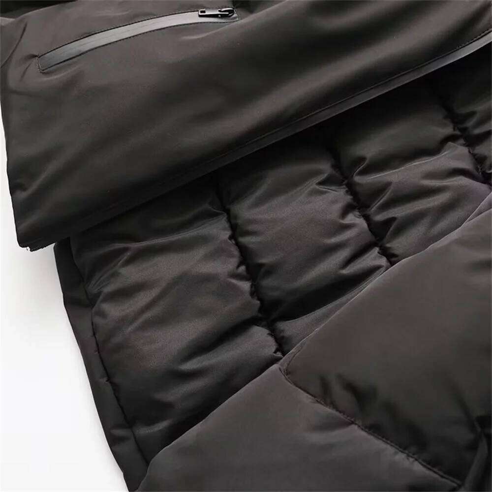 Designer Clothing 2025 UNIZERA Women's Stand Up Collar Zipper Decoration Hood Long Sleeved Thick Warm Cotton Clothing Winter New Jacket