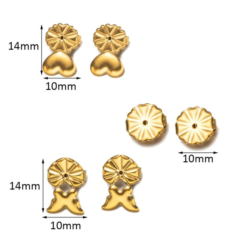 10Pair Gold Stainless Steel Earring Secure Backs Lifters for Droopy Ears Heavy Hypoallergenic Jewelry Making No Fade 250804
