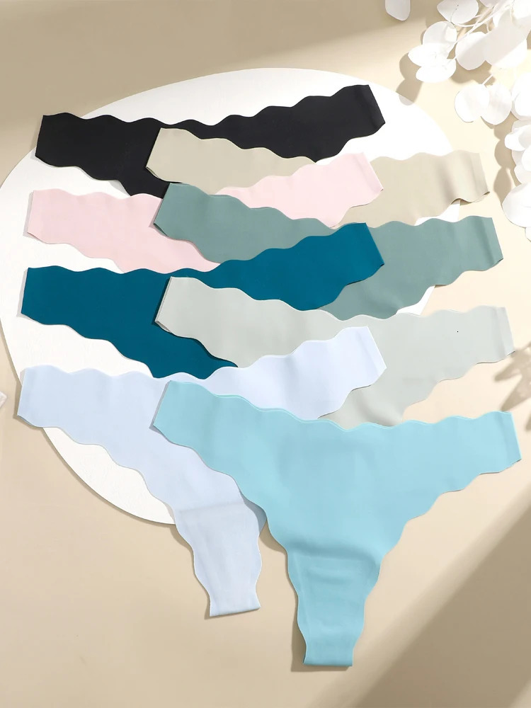 6pcs Seamless Ruffled Belt Underwear Womens UltraSoft Panties Sexy Breathable Thongs Female Low Waist Stretchy GString TBack 250807