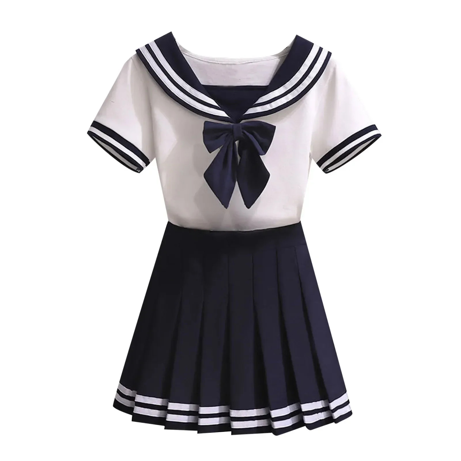 Black White JK Uniform Summer Short Sleeve ShirtPleated Skirts Japanese School Uniforms 410T Girls Sailor Sets COS 250729