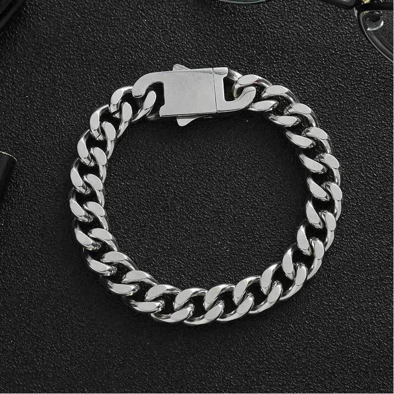 9MM Width 316L Stainless Steel Encrypted Cuban Chain Bracelet For Men Fashion Hip Hop Party Accessories Boyfriend Gift 19/21CM W250807