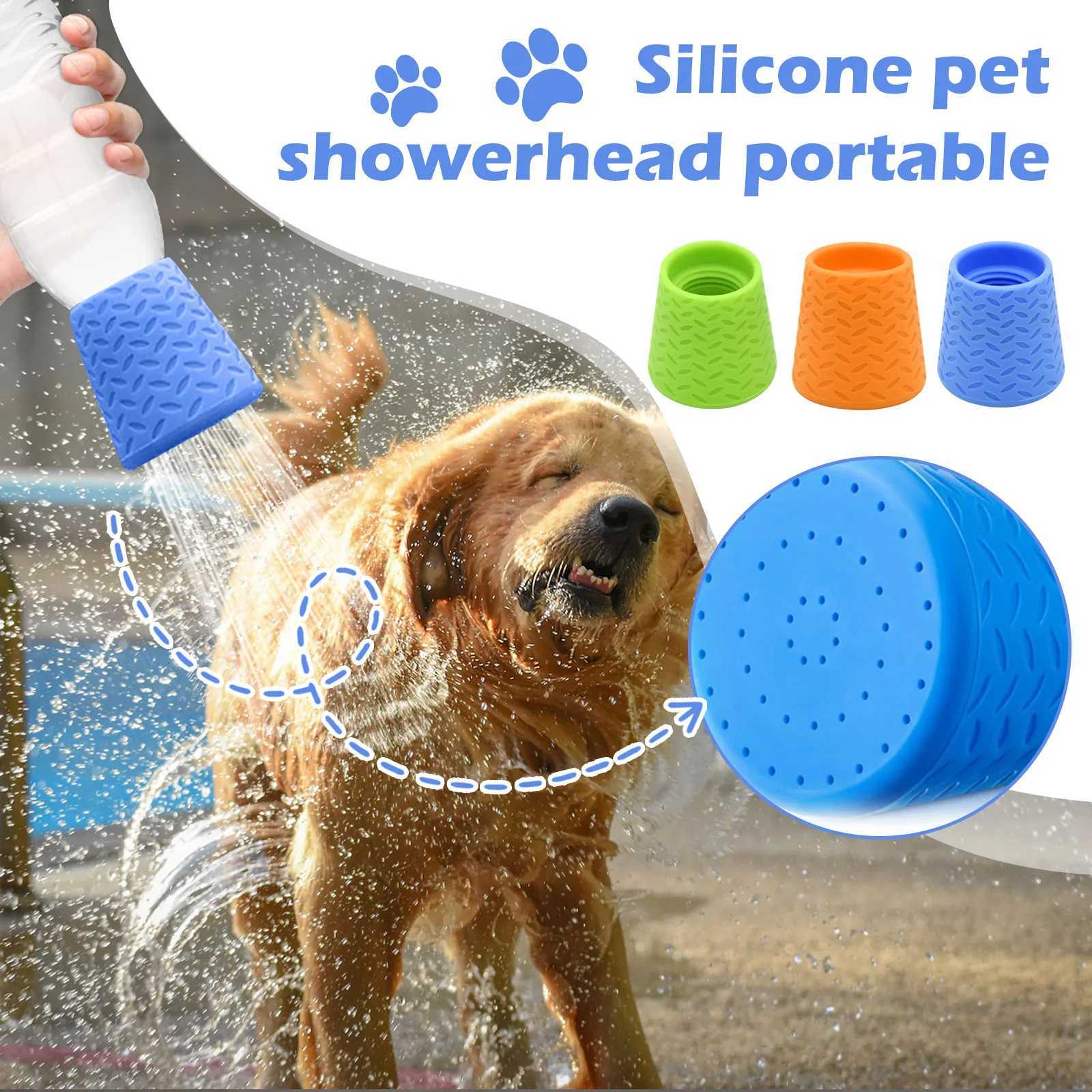 Portable Silicone pet shower headSummer Outdoor Dogs Shower Water SprayerFits Most 16oz To 2L Plastic Water Bottles Or Bottles Y250806