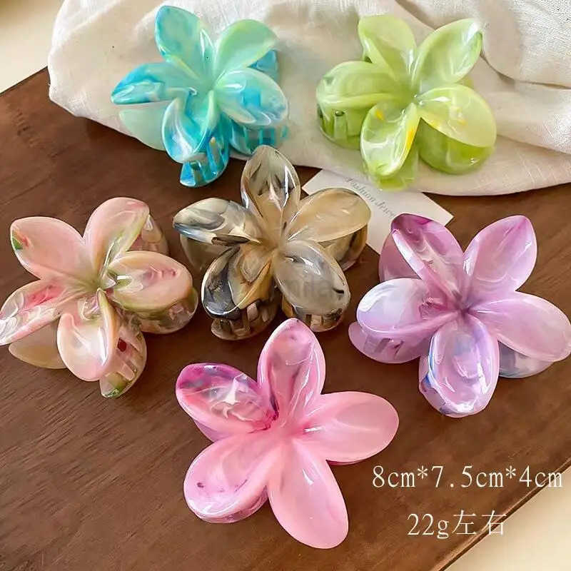Summer New Flower Hair Clip for Women Exquisite Marble Texture Gradient Color Headwear Clip Fashionable Hair Accessory U250807
