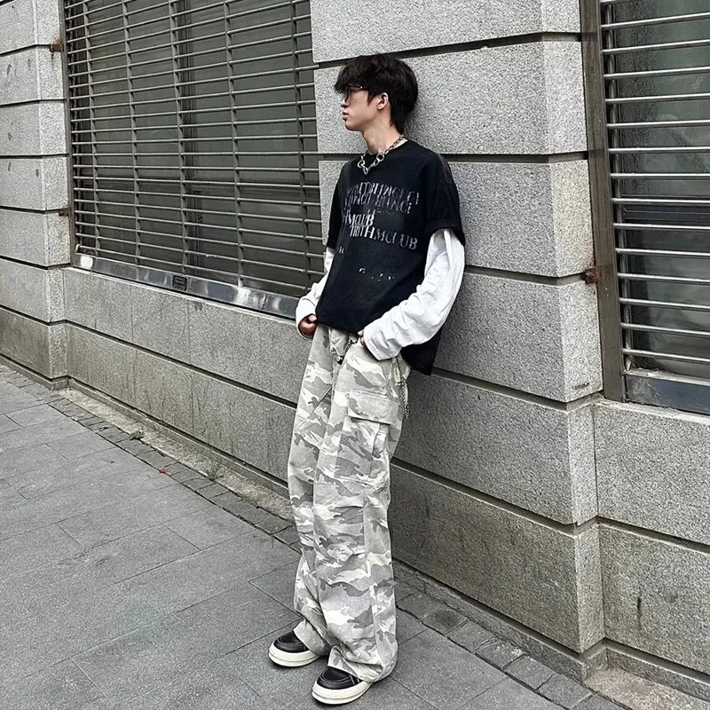 Camouflage Work Pants for Men and Women American High Street Hip-hop Jeans Paratroopers Pants Wide-leg Straight-leg Casual Pants 250805