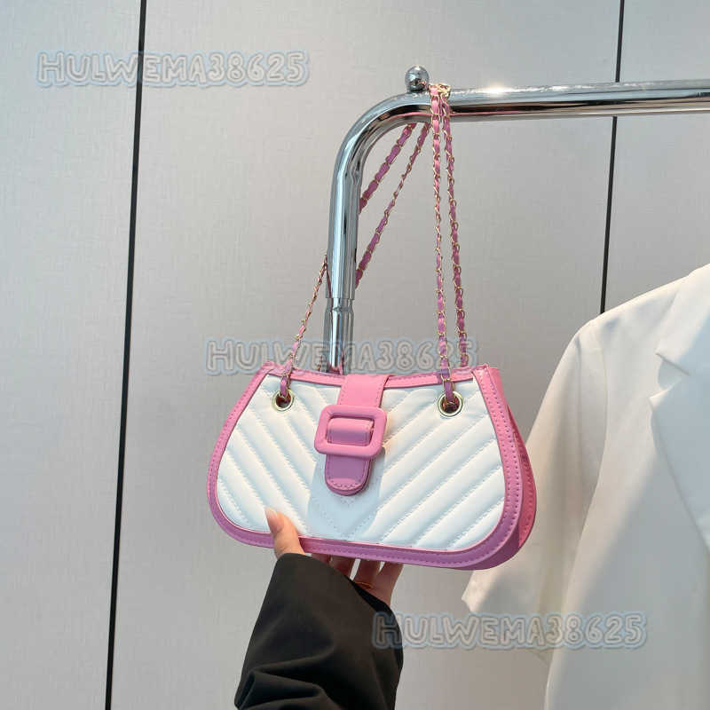 Gentle Fashion Texture Patchwork Chain Shoulder Bag for Women 2025 Spring Summer New Versatile Crossbody Bag Small Square Bag H250806