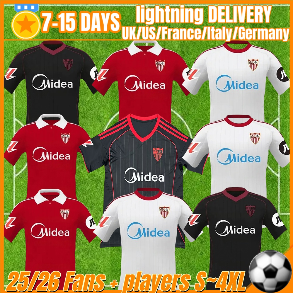 Sevilla 25 26 soccer jersey SERGIO RAMOS SOW FC football shirts Men kits Kids Equipment Camiseta Futbol sevilla Retro
