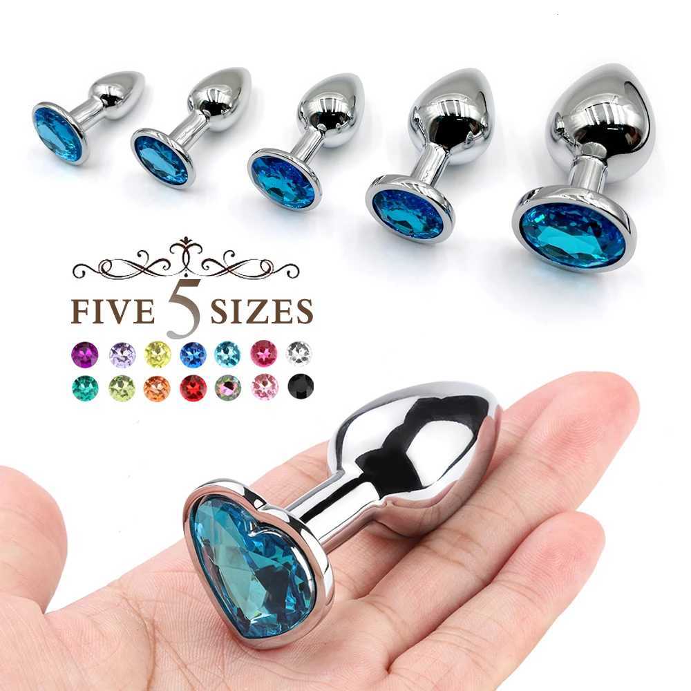 5 Sizes Metal Anal Plug With Gem Base Beginner To Expert Butt Plug G-Point Massage Dildos Female/Male Couples Adult Sex Toys W250807