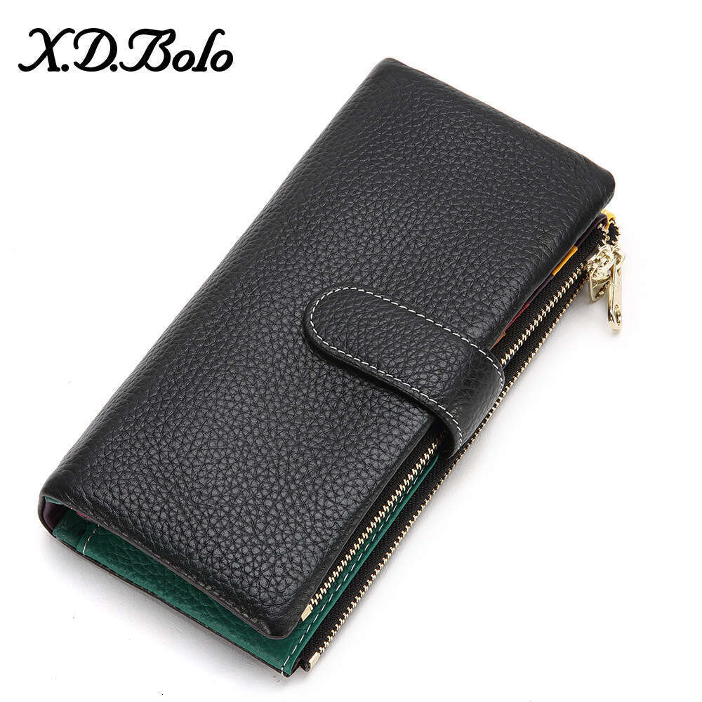 Wallet Long Zipper Japanese and Korean Style Multi-Card Slot Soft Cowhide Phone Bag Women's Purse B5 B5