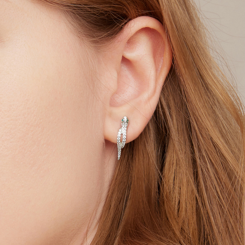 Hot-selling Pure Silver S925 Serpentine Snake Ear Stud Earrings Plated Platinum Zircon Animal Earrings BSE669 Snake Earrings Cuff