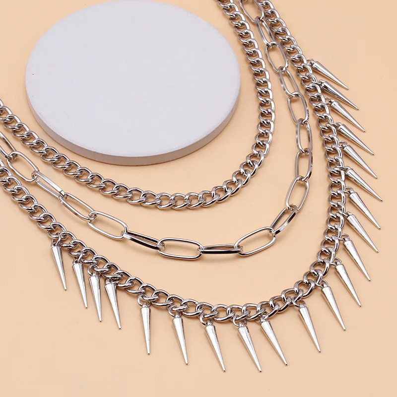 DIEZI Harajuku Vintage Multilayer Jeans Pants Key Chain Ring For Women Men Boys Hip Hop Silver Color Rivet Tassel Chain For Bag 250806