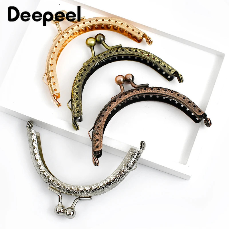 510Pcs Deepeel 8.5cm Metal Purse Frame Handle Embossed Kiss Clasps Bag Handles Hardware DIY Sewing Brackets Luggage Accessories 250807