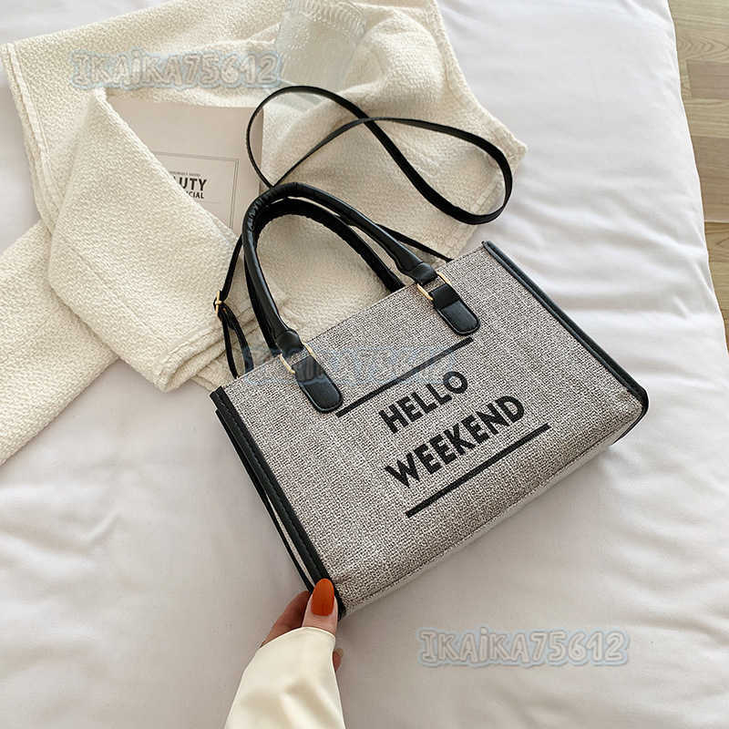 Simple Fashion Canvas Single Shoulder Tote Bag Womens 2022 New Fashion Leisure Lightweight Large Capacity Handbag H250806