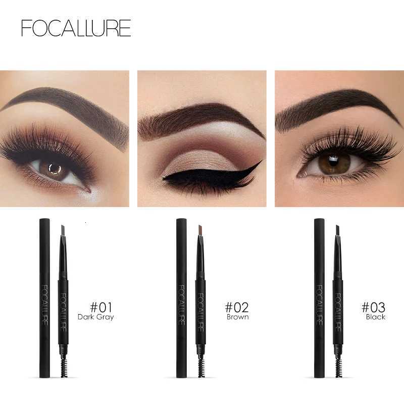Focallure Eyebrow Pencil 3 Colors Precise Brow Definer Waterproof Makeup Black Brown Eye Brows Cosmetics For Womens Make Up W250807