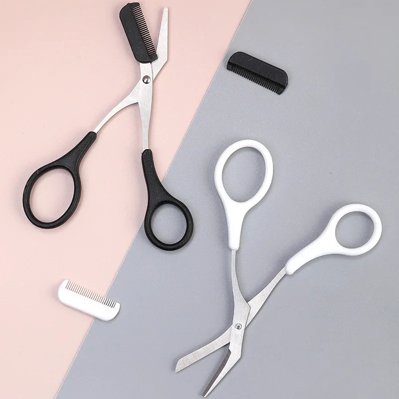 Karsyngirl 1Pcs Safe Eyebrow Trimmer Stainless Steel Eyebrow Scissors with Comb Shaver Eyebrows Shaping Makeup Tool 250805