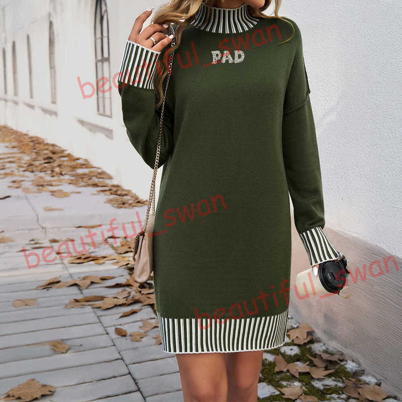 Designer Basic & Casual Dresses for women 2025 Autumn Winter Women's Fashionable Casual Color-Block Patchwork Sweater Dress 6RQ9
