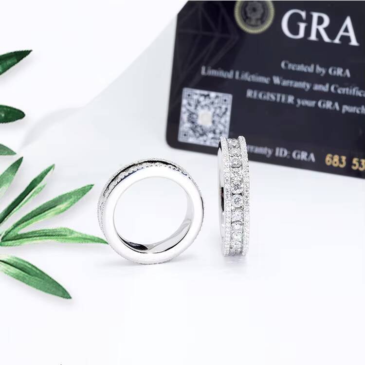 Mens Jewelry Style White Gold Plated Full Iced Out VVS Moissanite 925 Sterling Silver Rings