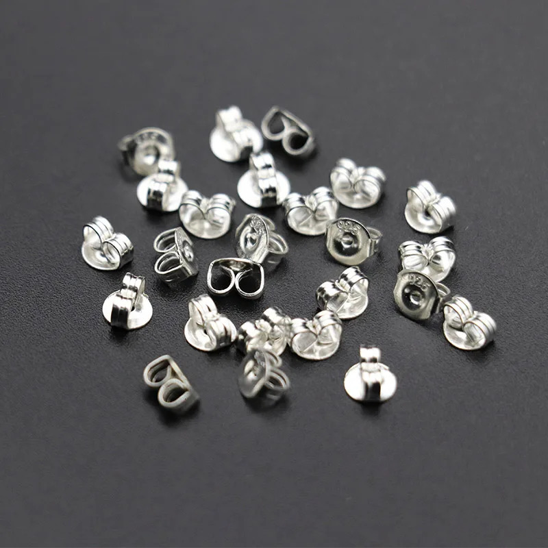 50pcspack 925 Sterling Silver Earrings Back Earring Stopper Findings For Stud Clasp DIY Jewelry Making 250804