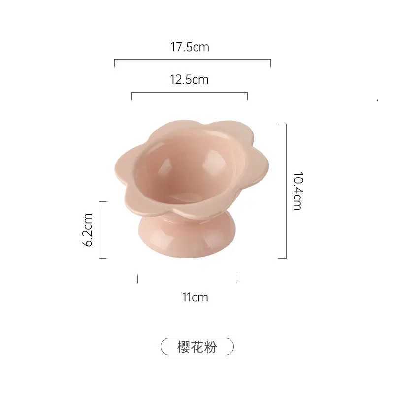 Sunflower Shape Ceramic Cat Bowl Dog Puppy Feeder Feeding and Eating Food Water Elevated Raised Dish for Cat Dog Pet Supplies Y250806