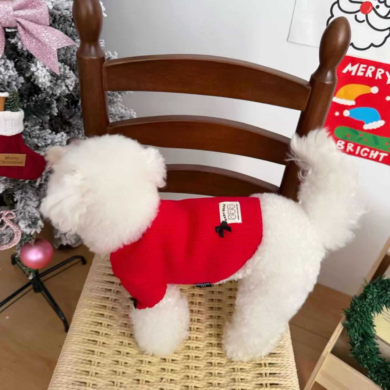 T915 Autumn and winter New Year red clothes Maltese Yorkshire Terrier Bichon dog cat clothes