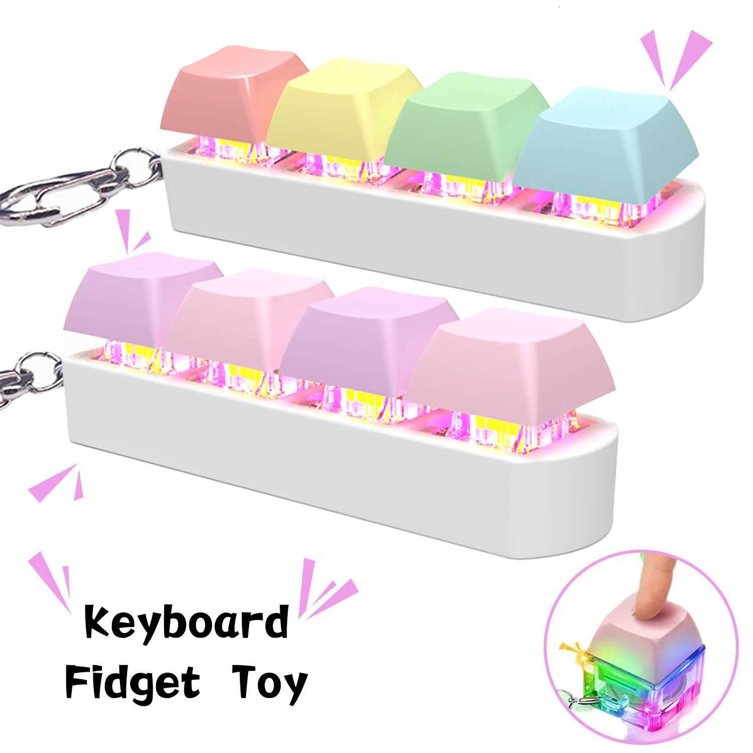 LED Keyboard Key Toy Stress Relief DIY Fidget Button Keycap Fidget Keychain Keyboard Keychain Toys Finger Keyboard Caps Toy Gift Z250807