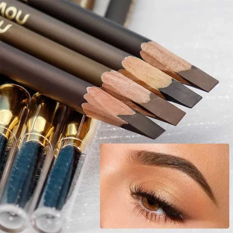 Wild Line Eyebrow Pencil High Quality Pull Eyebrow Pencil Waterproof Hard Core Flat Head Pencil White Black Leather Makeup Pen W250807