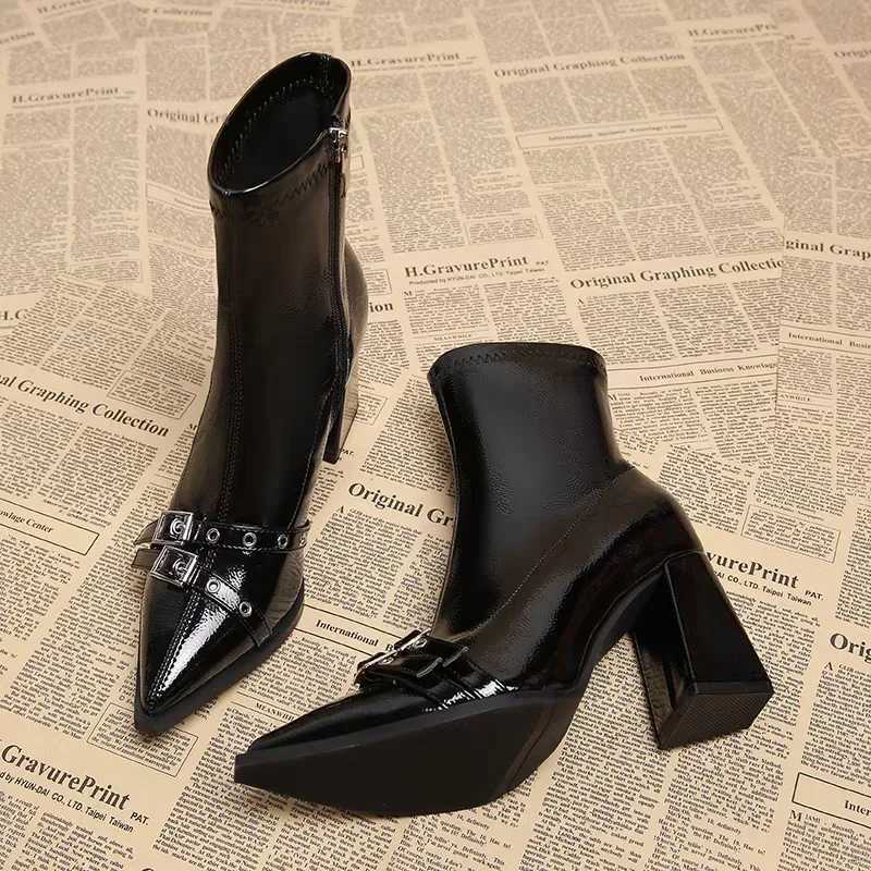 High Heels Ankle Womens Boots Pointed Toe Sexy Shoes for Women 2024 New Side Zip Classic Daily Boots Women Boots Botas XJ250807