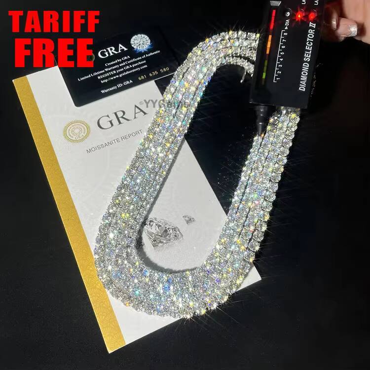 Stunningly Elegant VVS Rating S925 White Gold Moissanite Tennis Chain Pendant