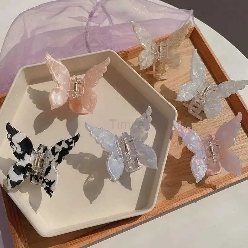 Sweet Butterfly Hairpin Summer Fairy Clip Gradient Tie-Dye Acetate Headwear Women Girls Styling Tools Barrettes Hair Accessories U250807