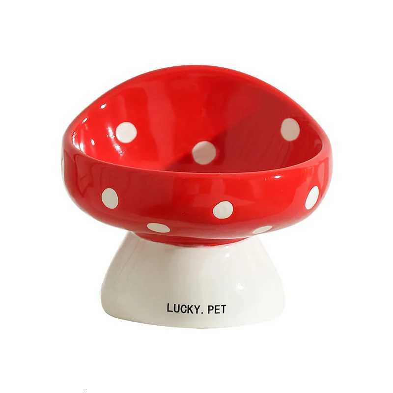 Pet Accessories Cute Mushroom Shaped Ceramic Pet Bowl Cat Food Bowl Protects Cervical Neck Drinking Supplies for Puppy Dog Cat Y250806
