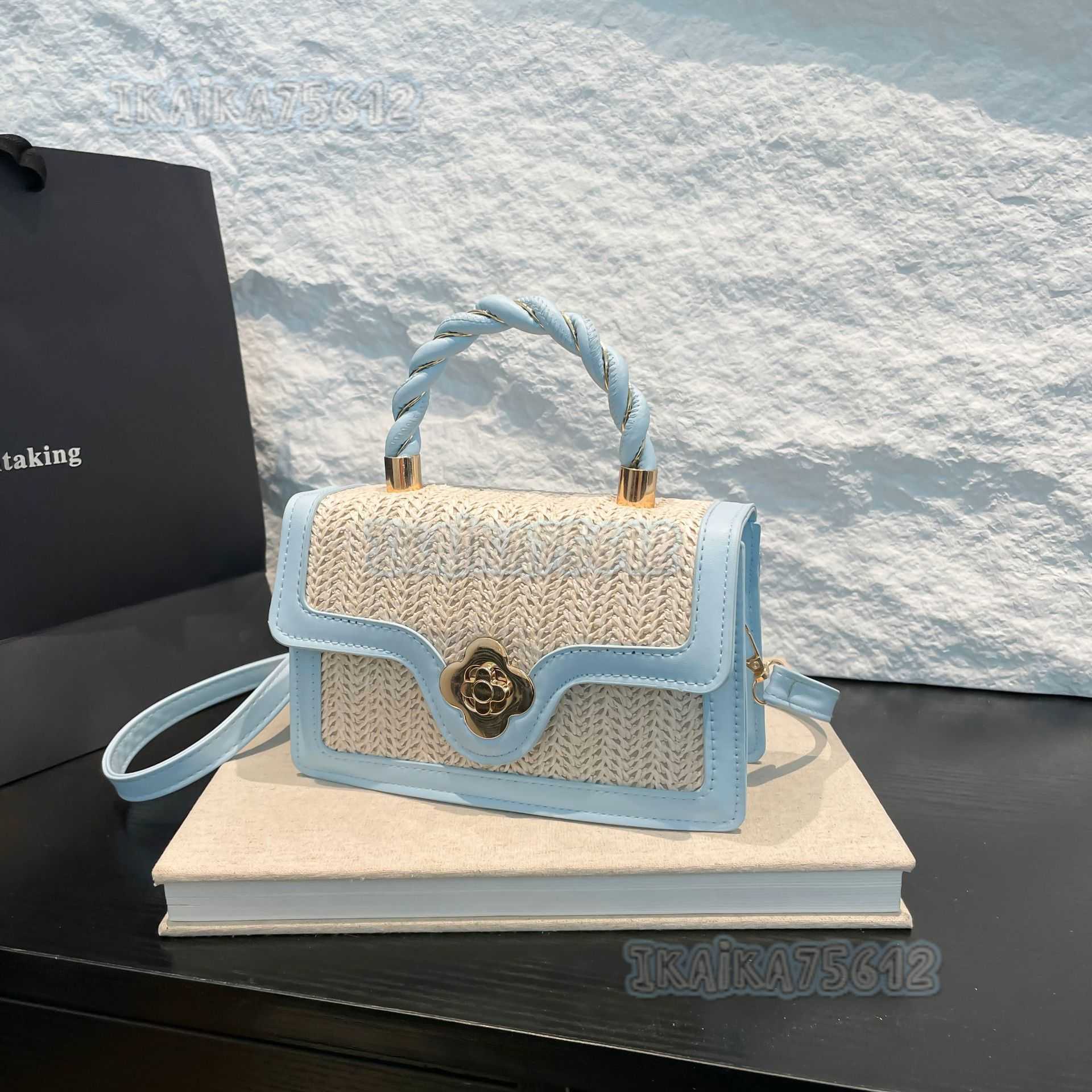 Trendy Womens Bags Summer New Fashion Versatile Woven Color Block Shoulder Crossbody Handbag Small Square Bag H250806