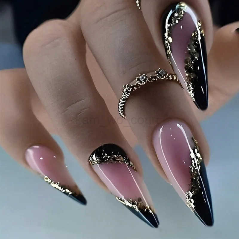 24PCS Ballet Full Cover Fake Nails Tips Design Detachable Long Finished False Nail Wearable Press-on Nail Manicure Piece Sticker M250807