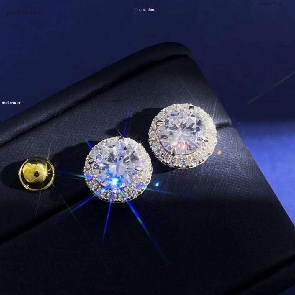 2025 Drop Ship Stud Earrings Simple Fashion jewelry Sterling Sier Round Cut 5A Cubic Zircon CZ Dia Gemstones Party Women Earring Gift AA