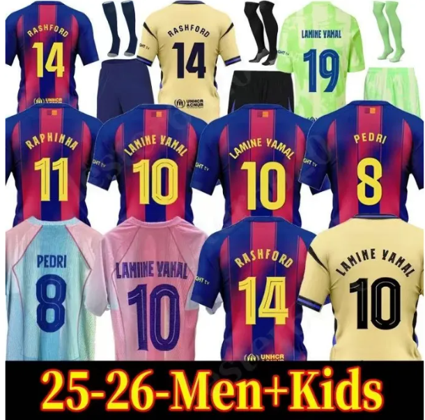 Barcelona 25 26 jersey LAMINE YAMAL Lewandowski soccer player OLMO KESSIE GAVI Raphinha RASHFORD FERRAN SENYERA football shirt Kounde men kids Coldplay fans