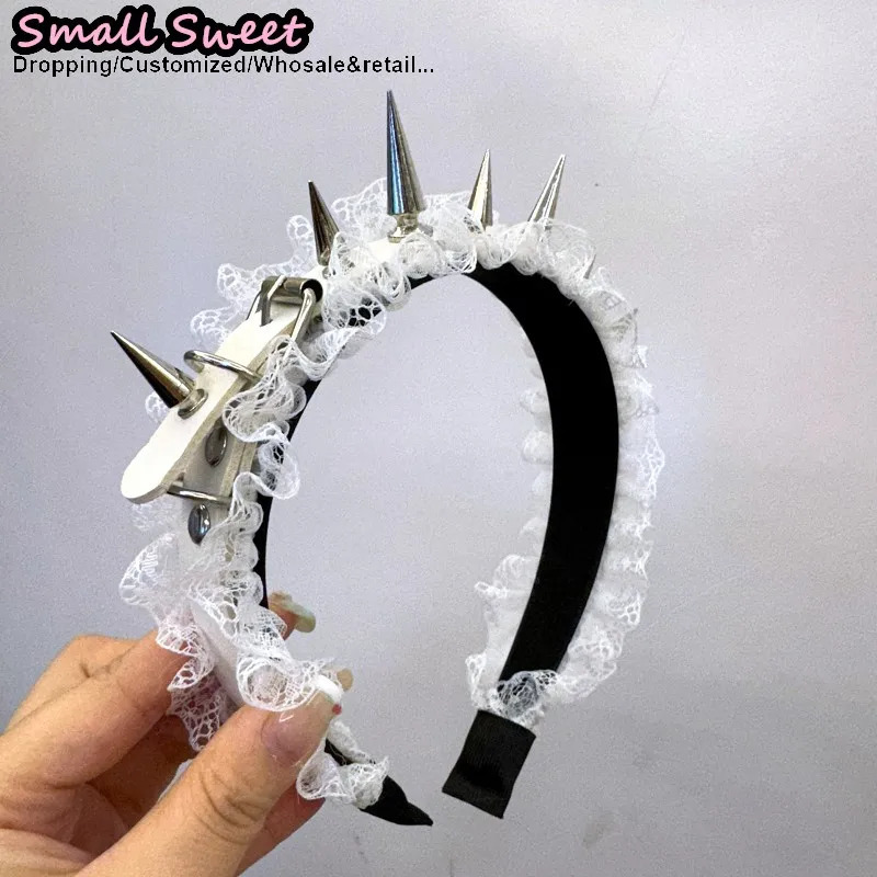 PU Leather Headband Gothic Tiaras Leather Buckle Hair band Rock Headband Punk Hair Hoop Steampunk Spike PU Leather Headband 250730