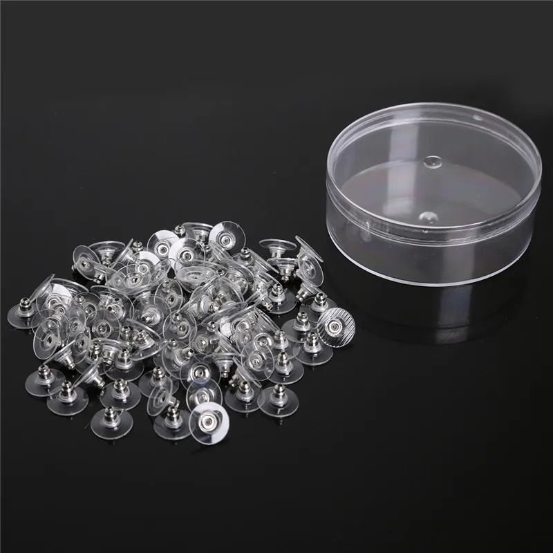 100pcs DIY Craft Accessories Silicon Stud Earring earrings Back Stoppers Ear Post Nuts Jewelry Findings Components Gold and Silv 250804