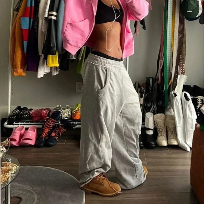 Deeptown Baggy Women Gray Sweatpants Oversized Korean Fashion Jogger Basic Pants Men Hip Hop Streetwear Casual Harajuku Trousers 250805